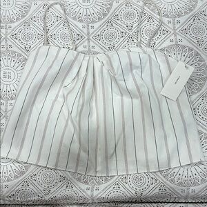 Vince Seedling Stripe Draped Front Tank - Off
White